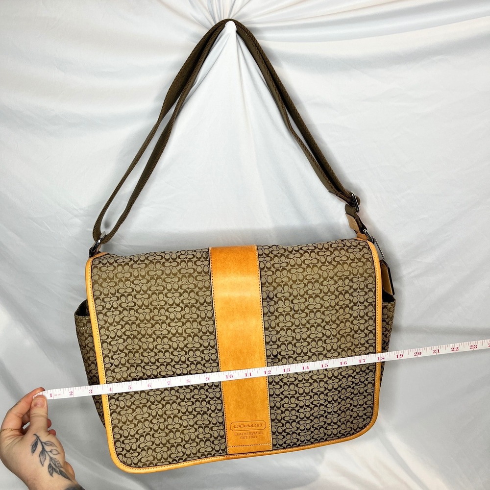 Coach Messenger Bag Crossbody Satchel‎ Signature Canvas Leather Trim - Picture 3 of 13